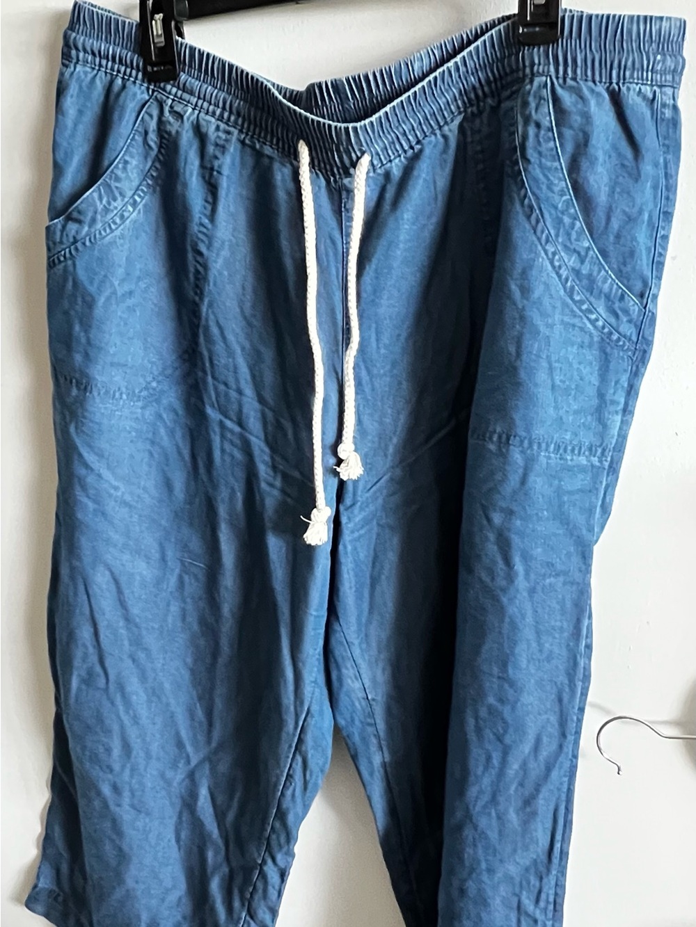Women's Blue Drawstring Casual Jeans